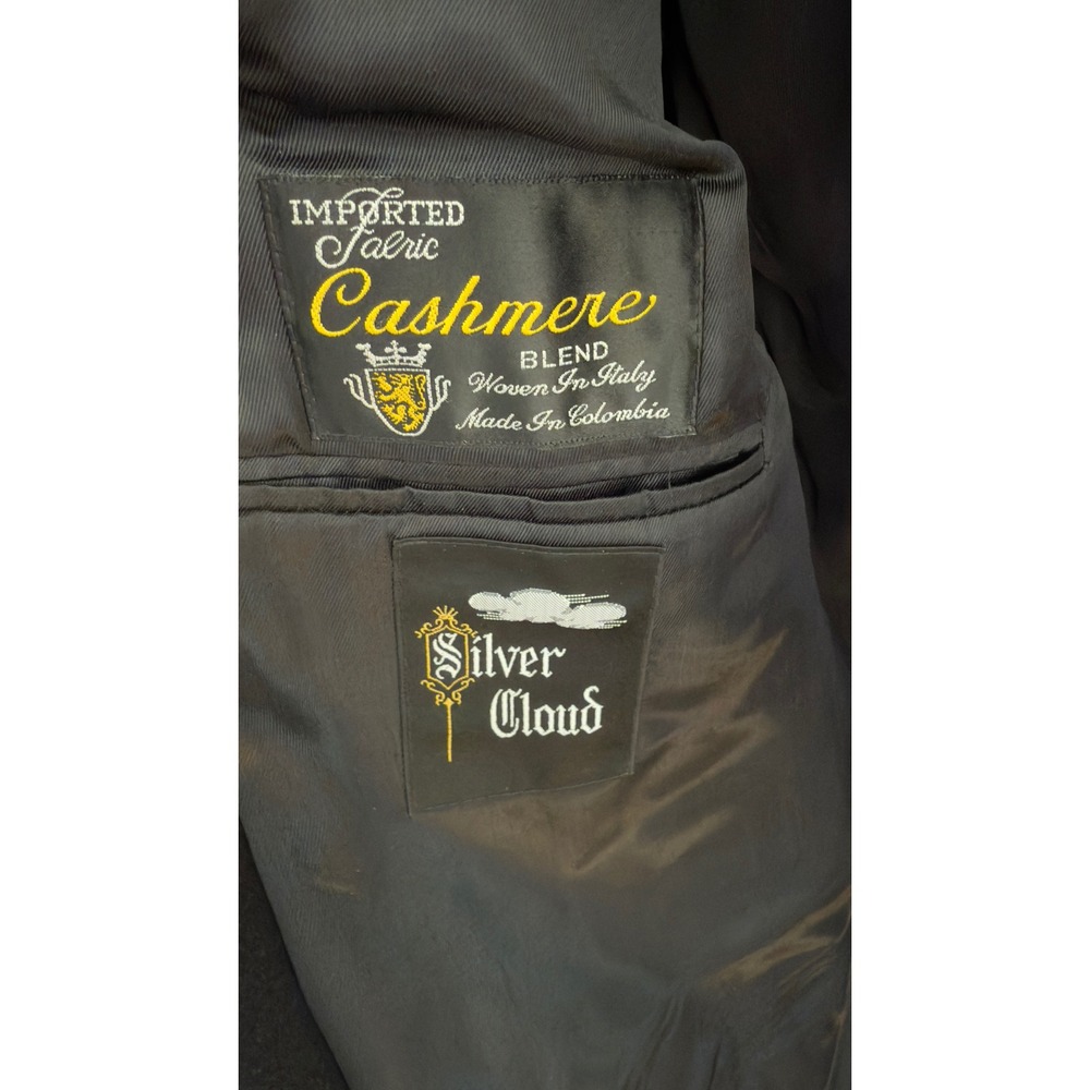 Silver Cloud‎ Men's Black Cashmere Blend Overcoat 42L Woven in Italy - Picture 2 of 4